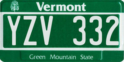 VT license plate YZV332