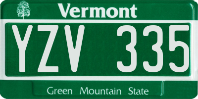 VT license plate YZV335