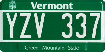 VT license plate YZV337