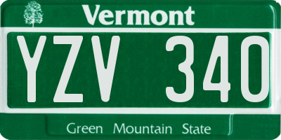 VT license plate YZV340