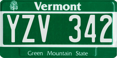 VT license plate YZV342