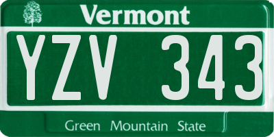 VT license plate YZV343