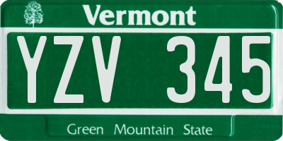 VT license plate YZV345
