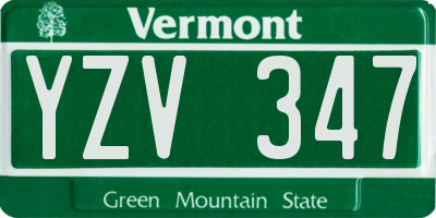 VT license plate YZV347