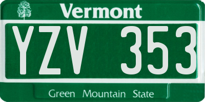 VT license plate YZV353