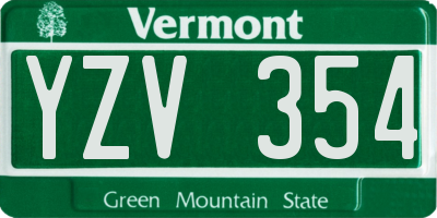 VT license plate YZV354