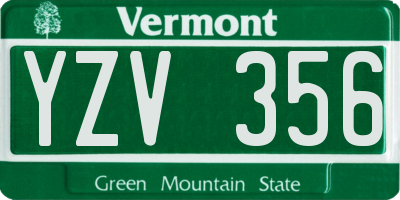 VT license plate YZV356