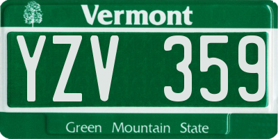 VT license plate YZV359