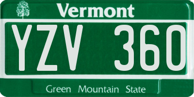 VT license plate YZV360