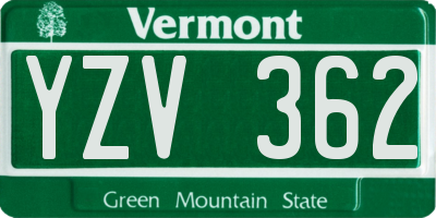 VT license plate YZV362