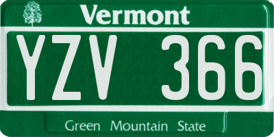 VT license plate YZV366