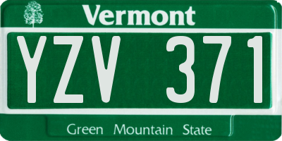 VT license plate YZV371