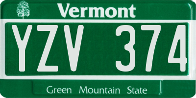 VT license plate YZV374