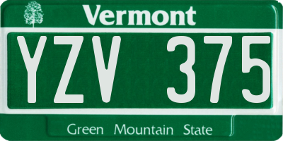 VT license plate YZV375