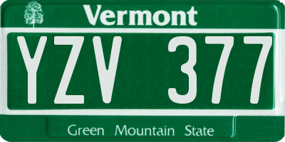 VT license plate YZV377