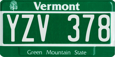 VT license plate YZV378