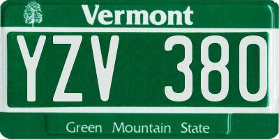 VT license plate YZV380