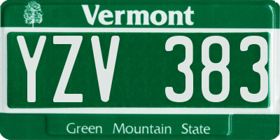 VT license plate YZV383