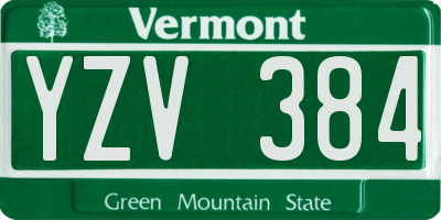VT license plate YZV384