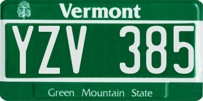 VT license plate YZV385