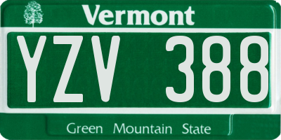 VT license plate YZV388