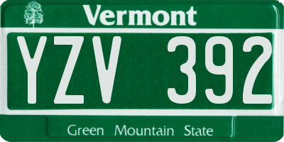 VT license plate YZV392