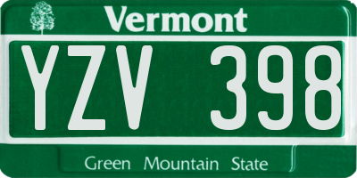 VT license plate YZV398