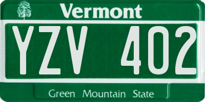 VT license plate YZV402