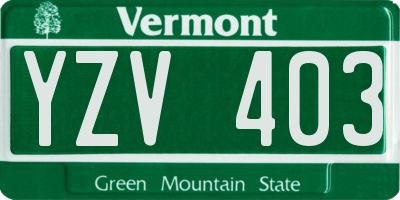 VT license plate YZV403