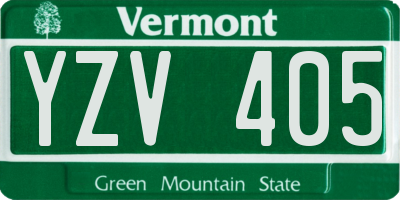 VT license plate YZV405