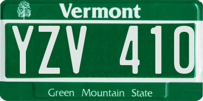 VT license plate YZV410