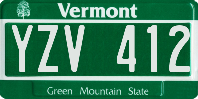 VT license plate YZV412