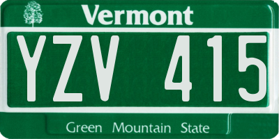 VT license plate YZV415