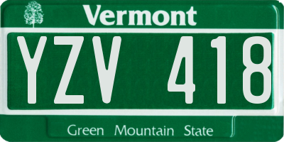 VT license plate YZV418