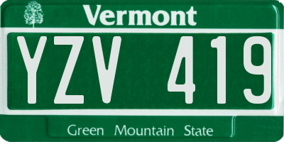VT license plate YZV419