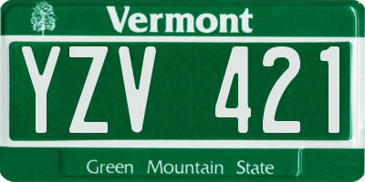 VT license plate YZV421