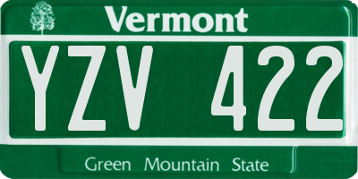 VT license plate YZV422