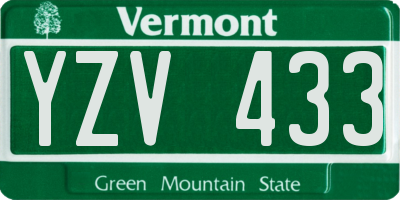 VT license plate YZV433