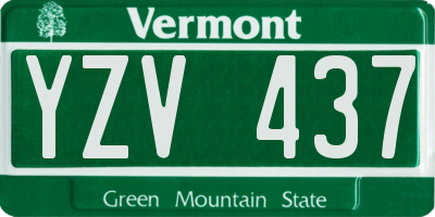 VT license plate YZV437