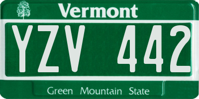 VT license plate YZV442