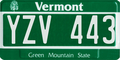 VT license plate YZV443
