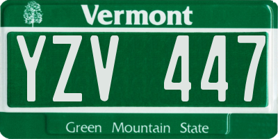 VT license plate YZV447