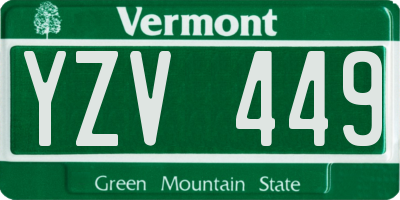 VT license plate YZV449