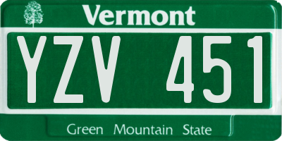 VT license plate YZV451