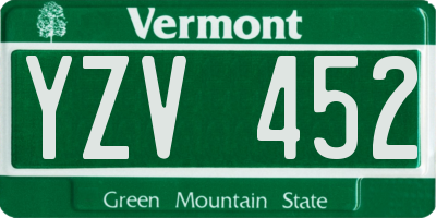VT license plate YZV452