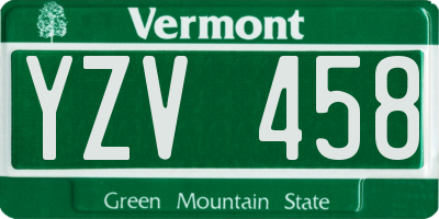 VT license plate YZV458
