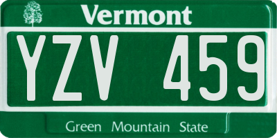 VT license plate YZV459