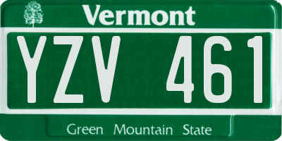 VT license plate YZV461
