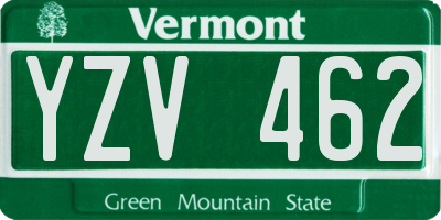 VT license plate YZV462