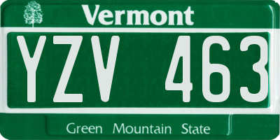 VT license plate YZV463